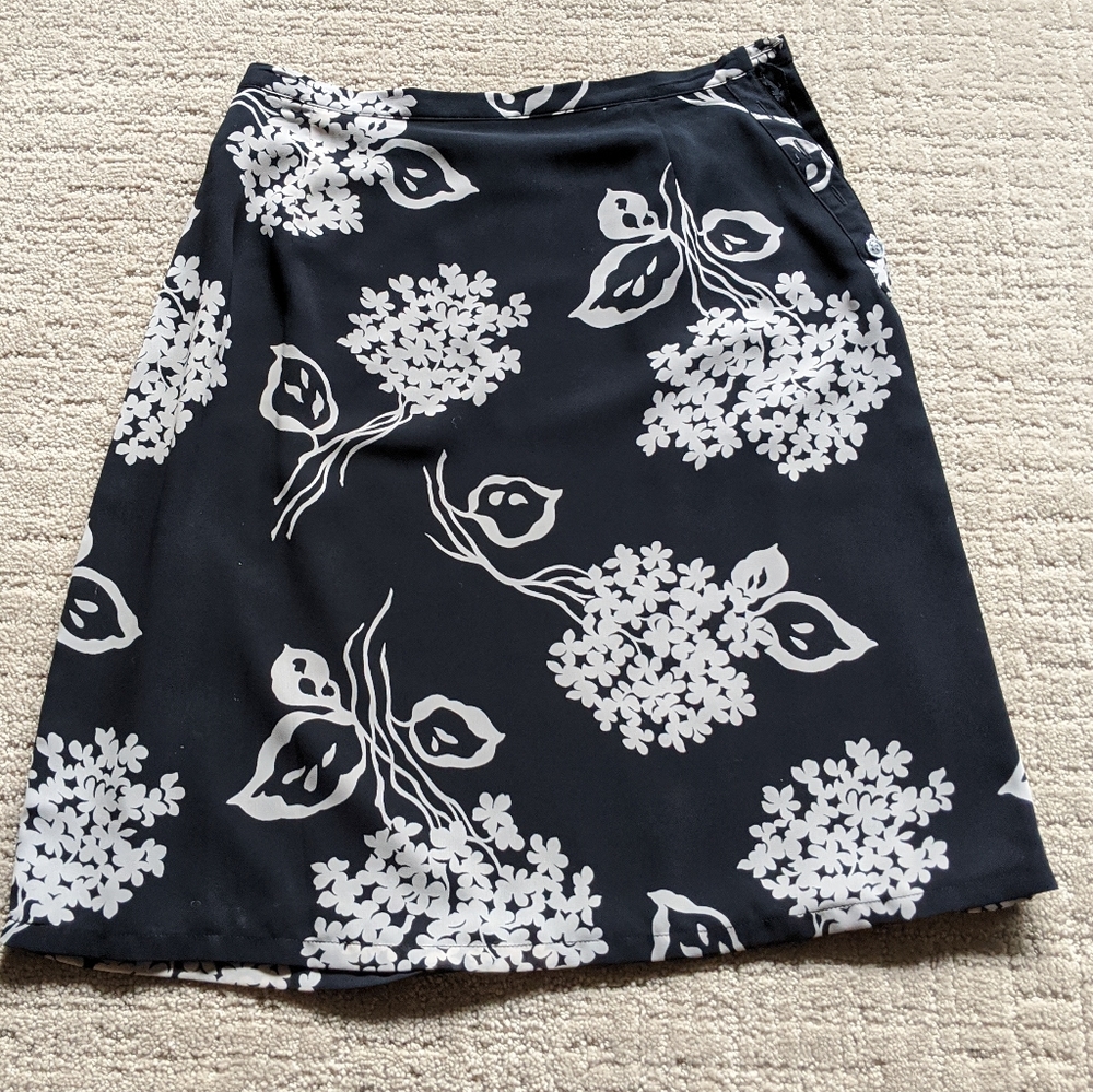 Black Foral Print Skirt.